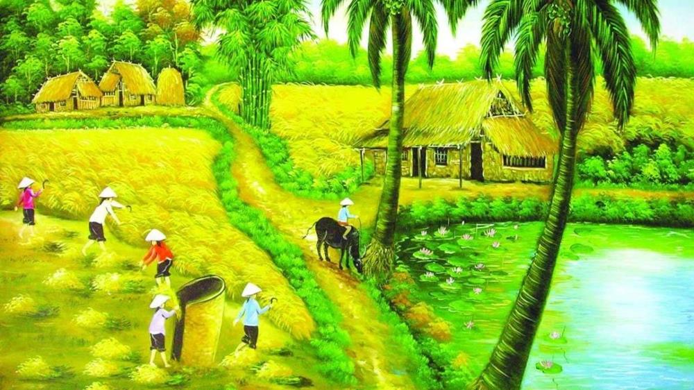 Tranh phong cảnh làng quê yên bình