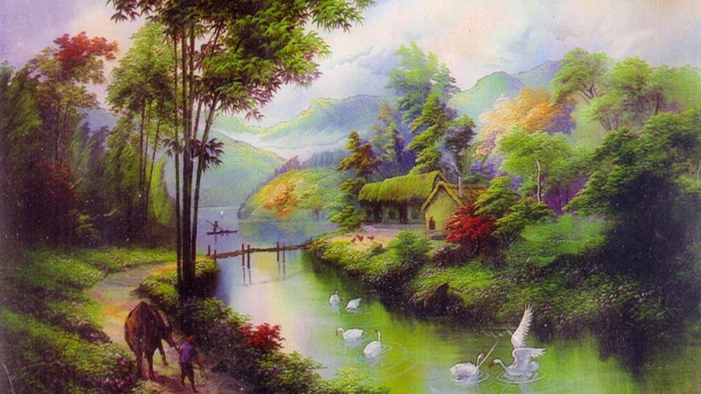 Tranh phong cảnh làng quê yên bình