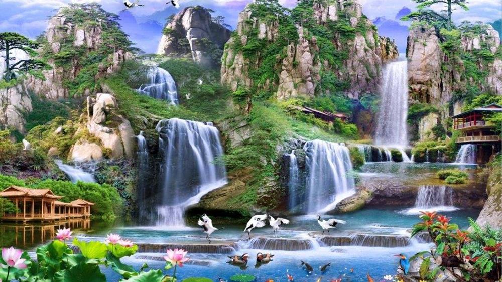 Tranh phong cảnh núi rừng thiên nhiên hùng vĩ