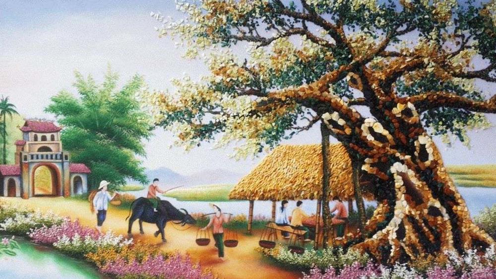 Tranh phong cảnh làng quê yên bình