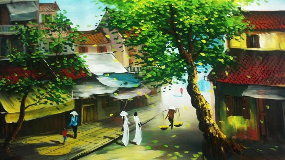 Tranh phong cảnh làng quê yên bình