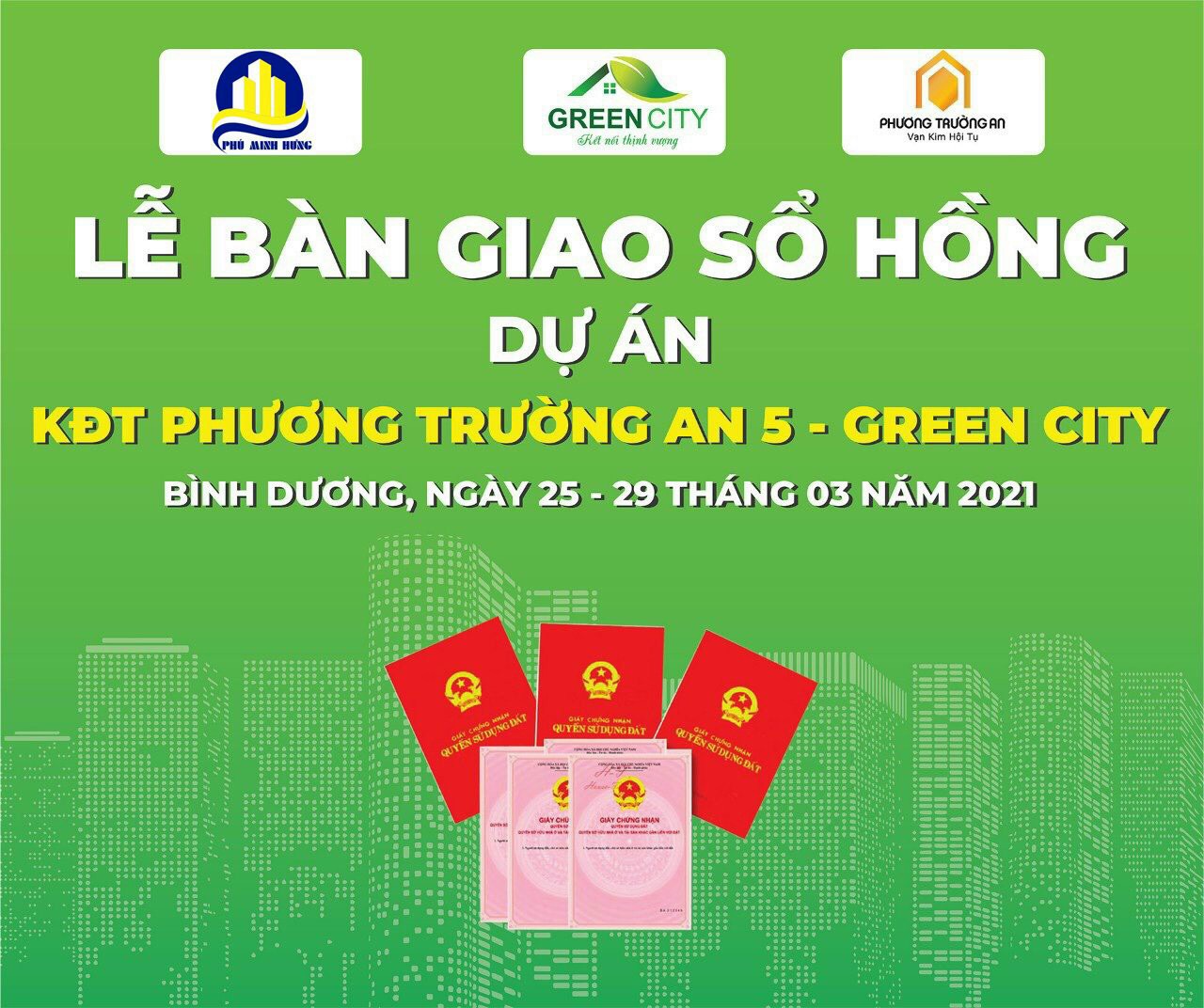 Cuối tháng 3/2021 Chủ đầu tư Phương Trường An chính thức bàn giao sổ hồng cho khách hàng